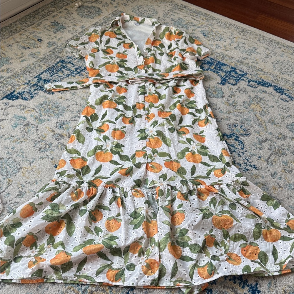 Chic Orange and Green Floral Maxi Dress & green floral dress bundle